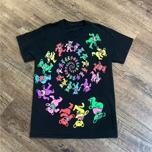 Liquid Blue Grateful Dead  T Shirt Tie Dye Spiral Dancing Bears Size Small